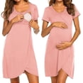 thumbnail image 1 of Avidlove Nursing Nightgowns 3 In 1 Maternity Gown Short Sleeve Breasfeeding Sleepwear Labor and Delivery Dress, 1 of 6