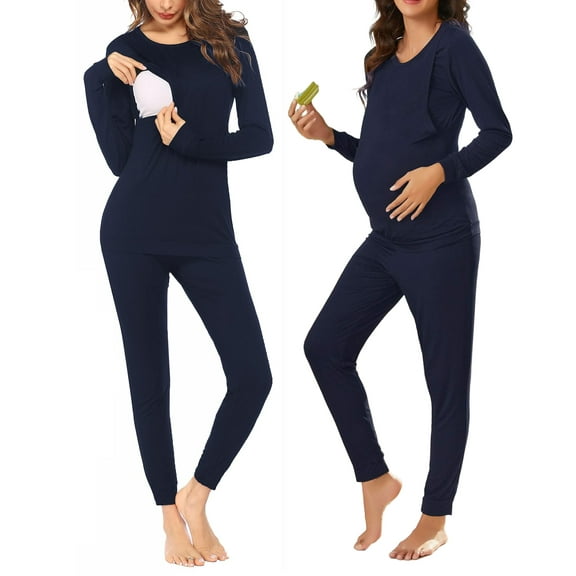 Avidlove Nursing Pajamas Set for Women Knit Maternity Lounge Set Thermal Underwear Sets Fall & Winter Maternity Wear Long Sleeve Top & Pants for Pregnant