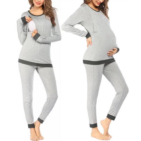 Avidlove Nursing Pajamas Set for Women Knit Maternity Lounge Set Thermal Underwear Sets Fall & Winter Maternity Wear Long Sleeve Top & Pants for Pregnant