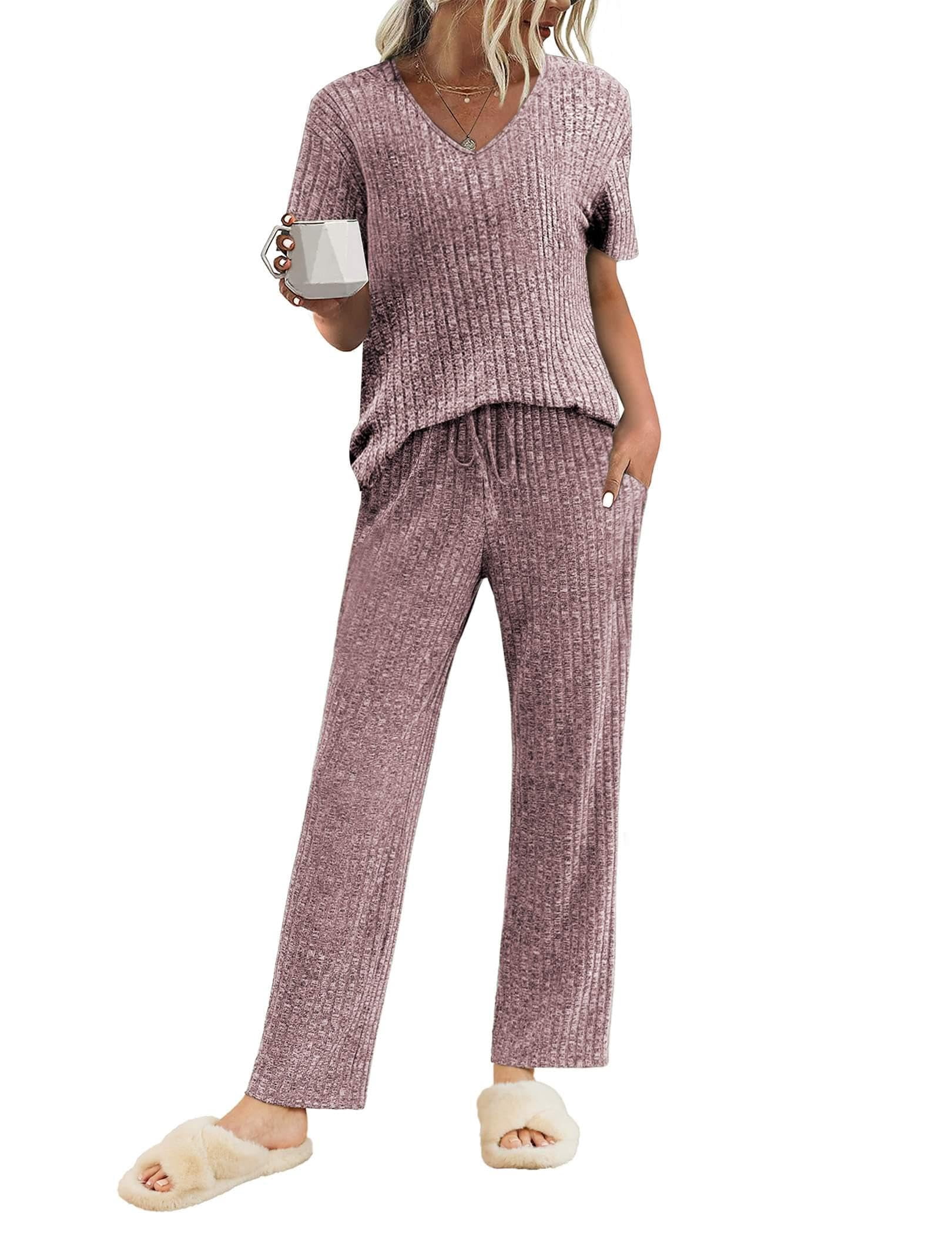 NACHILA Women's Pajamas Set – Super Soft Bamboo Viscose Sleepwear Short Sleeve Top & Capri Pants | Cool Loungewear