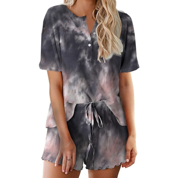 Avidlove Pajama Sets for Women 2 Piece Tie Dye Loungewear Set Cotton Tops & Shorts Ladies Pj Sets Sleepwear Matching Lounge Sets