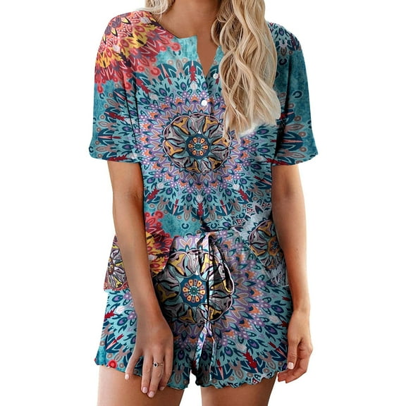 Avidlove Pajama Sets for Women 2 Piece Tie Dye Loungewear Set Cotton Tops & Shorts Ladies Pj Sets Sleepwear Matching Lounge Sets