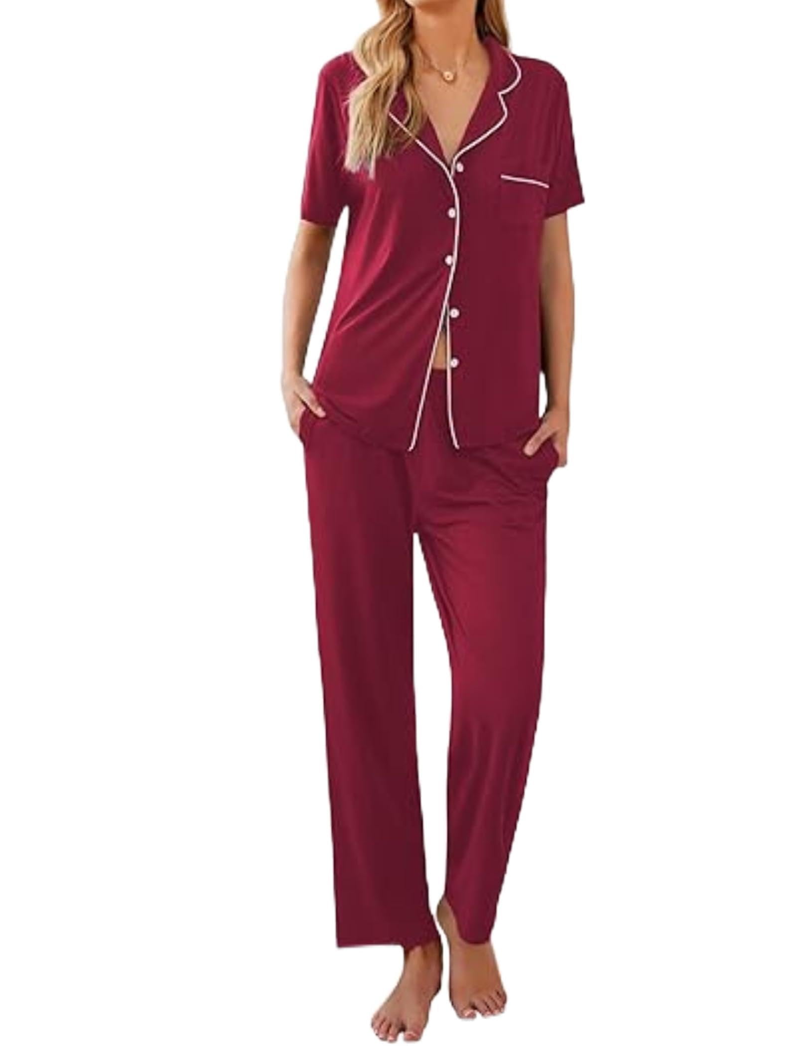 Avidlove Pajama Sets for Women 2 piece Short Sleeve Button Down Pj Sets