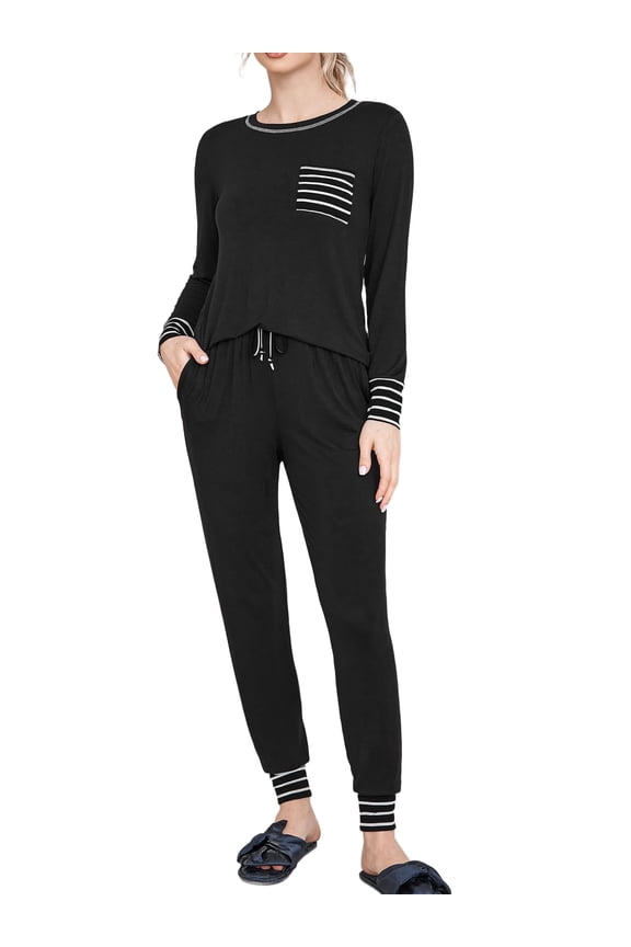 Pajama Sets for Women Long Sleeve Comfy Jogger Pj Set Soft Loungewear 2 Piece Sleepwear Nightwear