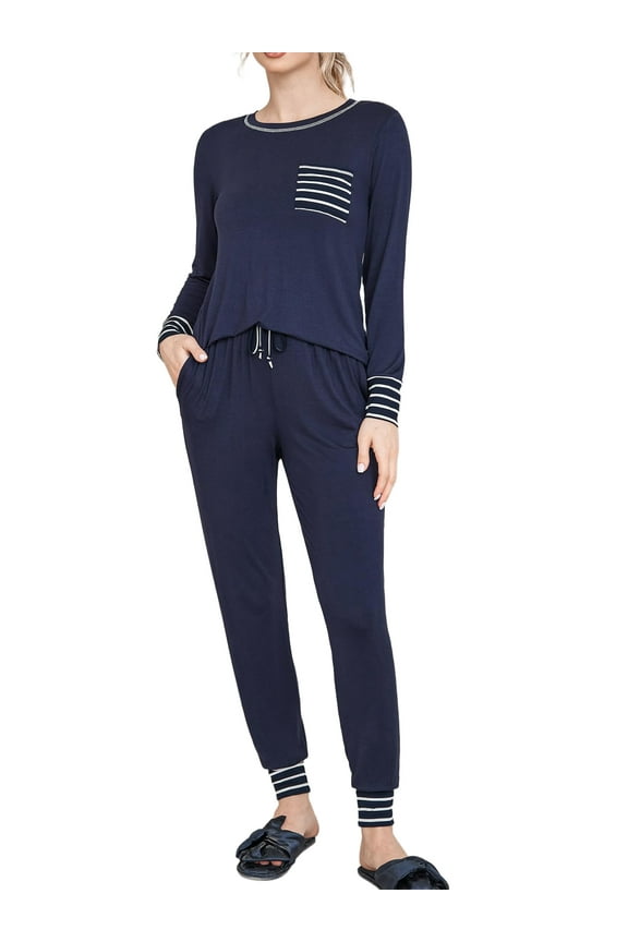 Pajama Sets for Women Long Sleeve Comfy Jogger Pj Sets Soft Lounge Outfit Sets 2 Piece Sleepwear Nightwear