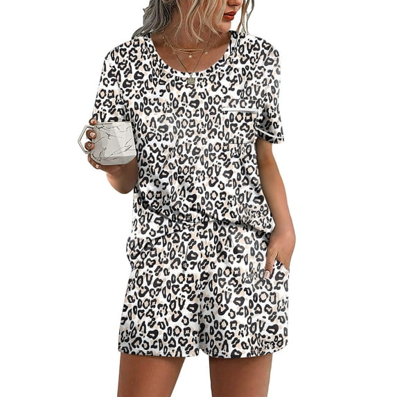 Avidlove Pajamas Sets for Women 2 Piece Short Sleeve Pj Top and Shorts Lounge Sets Cozy Sleepwear with Pockets