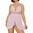 thumbnail image 1 of Avidlove Plus Size Lace Sleepwear Nighty Women Sexy Snap Crotch Lingerie Nightwear Dress (Pink XXL), 1 of 5
