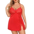 thumbnail image 2 of Avidlove Women's Christmas Lingerie Santa Babydoll - Red & Green Holiday Nightwear With Lace Trim | Sexy Seasonal Sleepwear 2 of 14