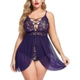 thumbnail image 1 of Avidlove Sexy Lingerie For Women Sexy Dress Mesh V Neck Chemise Plus Size Nightwears Purple, 1 of 4