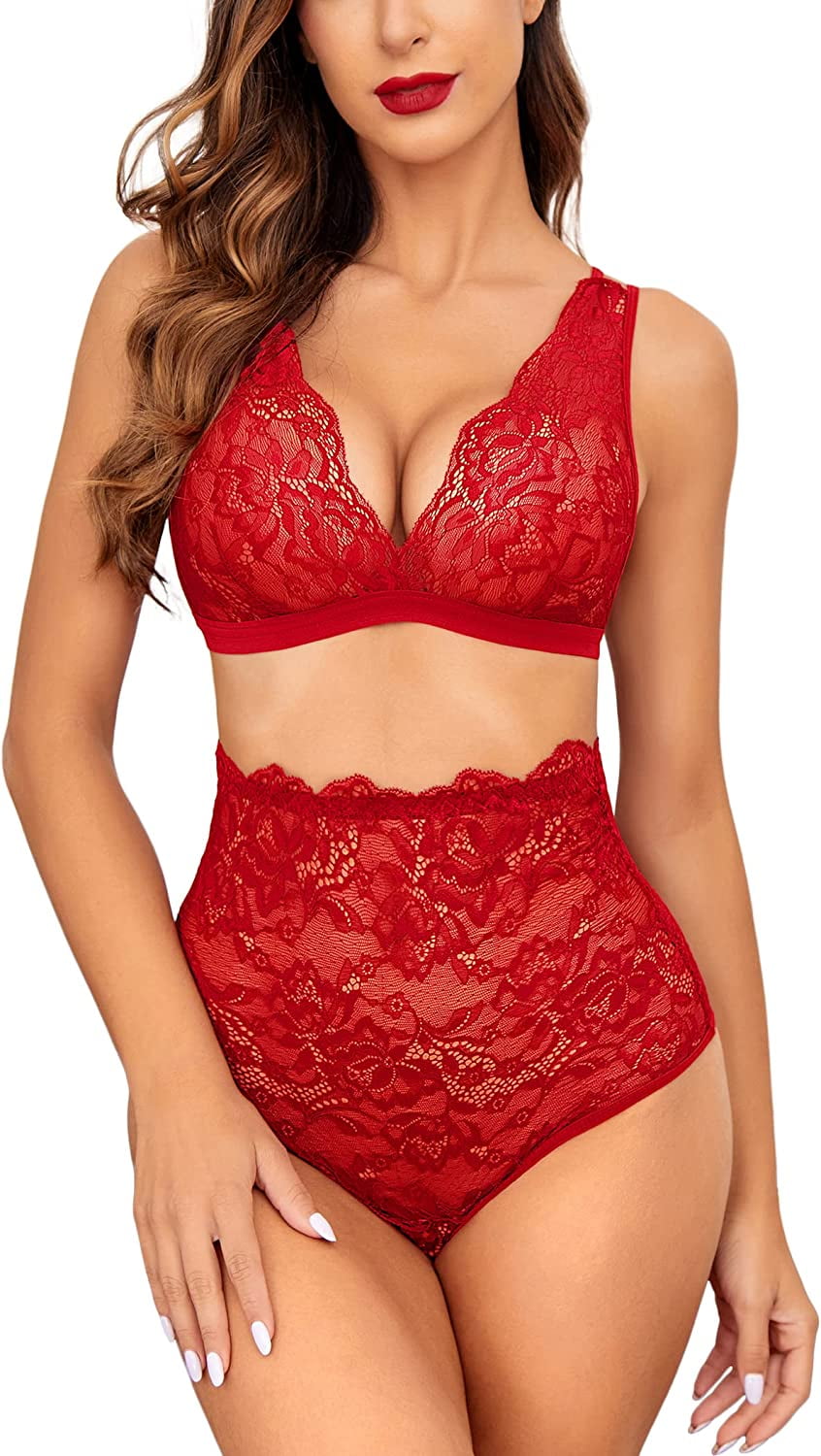 Sexy Lingerie for Women High Waist Bra and Panty Set Strappy