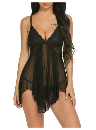 Sexy Women Lingerie Dress Female V Neck Intimate Sleepwear Erotic Nightgown  Nightwear With Thong
