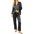 thumbnail image 1 of Avidlove Silk Satin Pajamas Women's Long Sleeve Sleepwear Soft Button Down Pj Set 2 Piece Loungewear S-XXL, 1 of 6