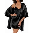 thumbnail image 1 of KISSGAL Sleeveless Nightgowns with Robes Set Satin Silk Bridal Party 3/4 Sleeves Bathrobes with Pocekts, 1 of 7