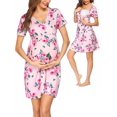 thumbnail image 1 of KISSGAL Women 3 in 1 Delivery/Labor/Nursing Nightgown Short Sleeve Pleated Maternity Sleepwear for Breastfeeding Sleep Dress(S-XXL), 1 of 6