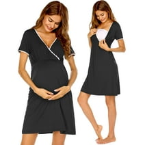 Avidlove Women 3 in 1 Delivery/Labor/Nursing Nightgown Short Sleeve Pleated Maternity Sleepwear for Breastfeeding Sleep Dress(S-XXL)