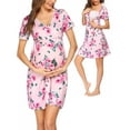 thumbnail image 1 of Avidlove Women 3 in 1 Delivery/Labor/Nursing Nightgown Short Sleeve Pleated Maternity Sleepwear for Breastfeeding Sleep Dress(S-XXL), 1 of 6