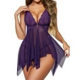 thumbnail image 1 of Avidlove Women Lace Lingerie Front Closure V Neck Nightwear Chemise Nightie Deep Purple Large, 1 of 3