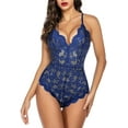 thumbnail image 1 of Avidlove Women Lace Lingerie Sexy One Piece Romper Blue S, 1 of 2
