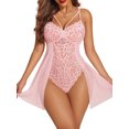 thumbnail image 1 of Avidlove Women Lingerie Bodysuit Lace Floral Snap Crotch Chemise Nighty Nightwear, 1 of 4