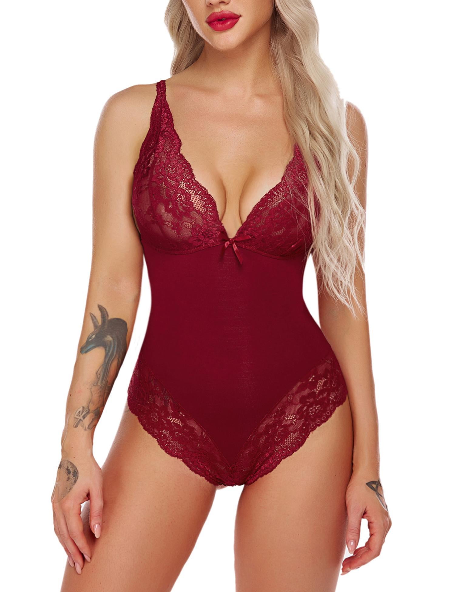 Avidlove Women Lingerie Bodysuit Snap Crotch Teddy One Piece Babydoll 