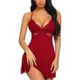 thumbnail image 1 of Avidlove Women Lingerie Lace Chemise Sleepwear Sexy Lingerie Nightgown (Dark red M), 1 of 7