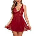 thumbnail image 1 of Avidlove Women Lingerie Lace Nightdress Strap Chemise Halter V neck Sleepwear（3XL,Black）, 1 of 5