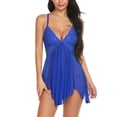 thumbnail image 1 of Avidlove Women Lingerie Lace V Neck Sleepwear Strap Chemise Nightdress Blue Size Small, 1 of 2