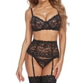thumbnail image 1 of Avidlove Women Lingerie Set with Garter Bra and Panty Set 3 Piece Lace Underwired Lingerie, 1 of 4