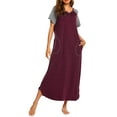 thumbnail image 1 of Avidlove Women Long Nightgown Full Length Sleep Shirt Sleepwear Short Sleeve Loungewear with Pockets, 1 of 7