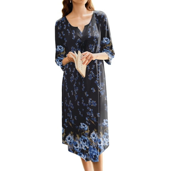Avidlove Women Long Nightgowns 3/4 Sleeves Sleepshirt Comfy Full Lenth Sleepwear