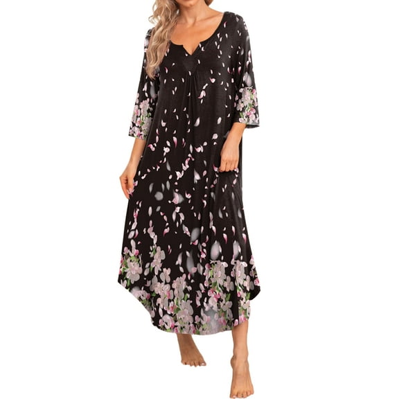 Avidlove Women Long Nightgowns 3/4 Sleeves Sleepshirt Comfy Full Lenth Sleepwear