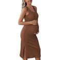 thumbnail image 1 of KISSGAL Women Maternity Dress Baby Shower Rib Knit Midi Dress Sleeveless Tank Bodycon Dress Casual Pergnancy Outfits for Photoshoot, 1 of 9