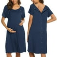 thumbnail image 1 of Avidlove Women Maternity Nursing Nightgown with Button Short Sleeve Nursing Dress for Breastfeeding Labor and Delivery Gown for Hospital S-XXL, 1 of 7
