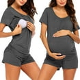 thumbnail image 1 of Avidlove Women Maternity Nursing Pajama Set Breastfeeding Sleepwear Set Double Layer Short Sleeve Top and Shorts Set Pregnancy Pjs Set, 1 of 6