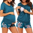 thumbnail image 1 of KISSGAL Women Maternity Nursing Pajama Set Breastfeeding Sleepwear Set Double Layer Short Sleeve Top and Shorts Set Pregnancy Pjs Set, 1 of 6