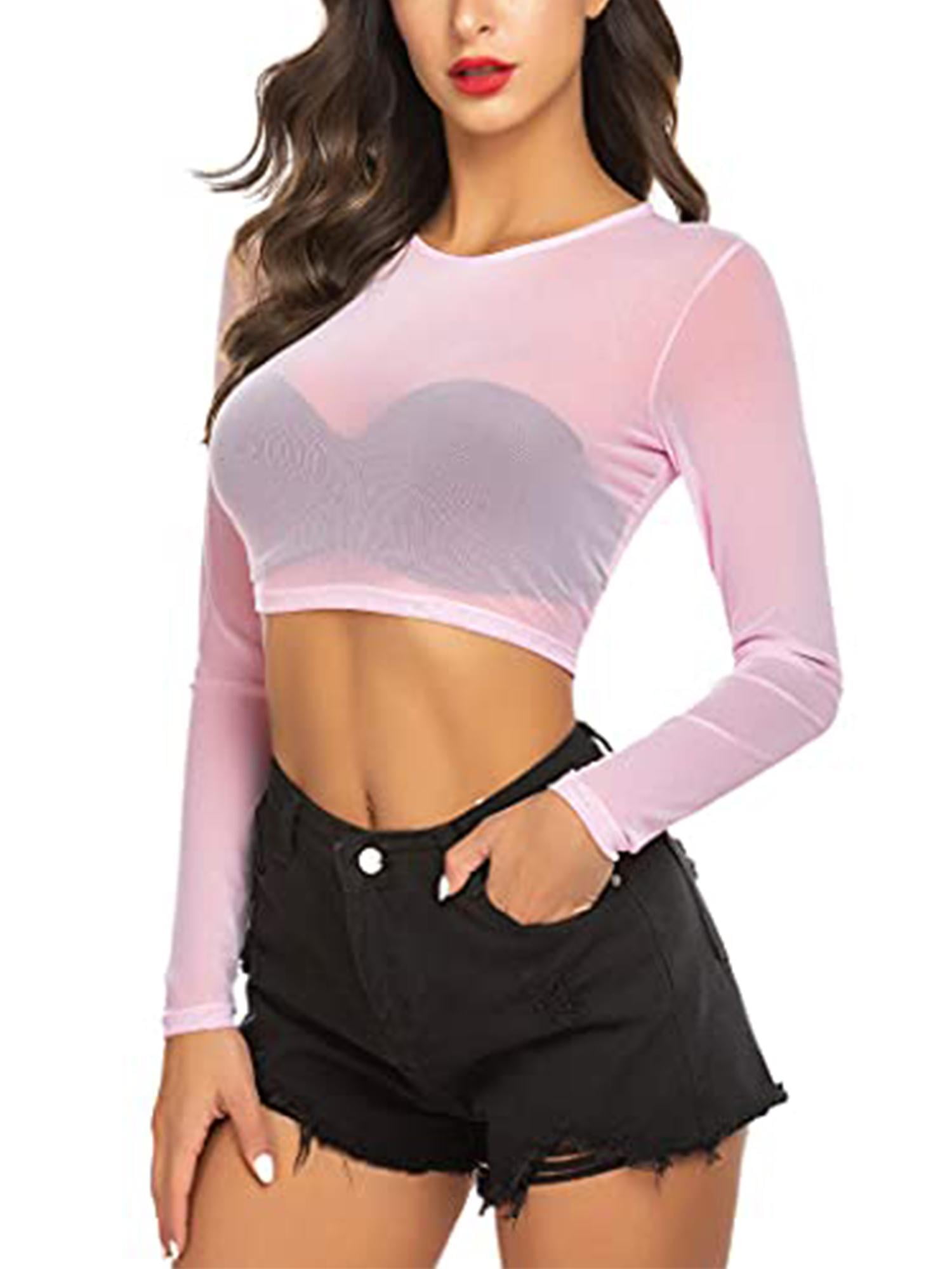 pink sheer crop top