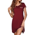 thumbnail image 1 of Avidlove Women Nightgown Short Sleeve Sleep Dress Satin Trim Gown Sleepwear with Pocket Nightshirt, 1 of 7