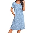 thumbnail image 1 of Avidlove Women Nightgowns with Pockets Button Front Henley House Dresses Ruffle Hem Nightdress Sleepwear Short Sleeve Pajamas Dress, 1 of 8