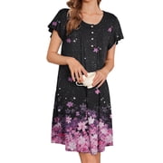 house dresses for elderly ladies Button Front Dress