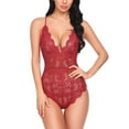 thumbnail image 1 of Avidlove Women One Piece Lingerie Deep V Underwear Sexy Lace Bodysuit Red M, 1 of 2