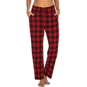 Avidlove Women Pajama Pants with Pockets Stretch Buffalo Red Plaid Pajama Bottoms Drawstring Christmas Pj Pants Sleepwear Casual Cozy Lounge Pants