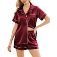 thumbnail image 1 of Avidlove Women Pajama Set Silky Satin Button Down Shirt with Pjs Shorts Comfy Lounge Set Sleepwear, 1 of 8