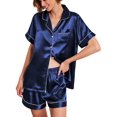 thumbnail image 1 of Avidlove Women Pajama Set Silky Satin Button Down Shirt with Pjs Shorts Comfy Lounge Set Sleepwear, 1 of 8