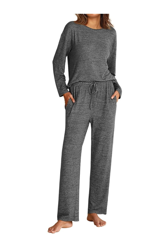 Women Pajama Sets Long Sleeve Pjs Soft Pullover Top and Pants Loungewear Cozy Lounge Set with Pockets