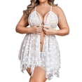 thumbnail image 1 of Avidlove Women Plus Size Lingerie Front Open Nighty Lace Chemise Sleepwear Deep V Mesh Nightdress, 1 of 5