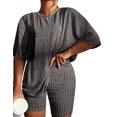 thumbnail image 1 of Avidlove Women Plus Size Pajamas Set Ribbed Knit 2 Piece Lounge Sets T-shirt with Biker Shorts Matching Outfits Loungewear Sweatsuits, 1 of 5