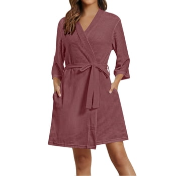 Avidlove Women Robes Knee Length Waffle Knit Soft Bathrobe Lightweight Loungewear