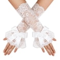 thumbnail image 1 of Avidlove Women Ruffle Bow Lace Gloves Fingerless Mid Elbow Sleeve Costume Wedding Opera Tea Party Prom Cosplay Gothic, 1 of 5