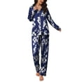 thumbnail image 1 of Avidlove Women Satin Pajama Set Silky Long Sleeve Sleepwear Soft Floral Print Pj Set Button Down Nightwear S-XXL, 1 of 7