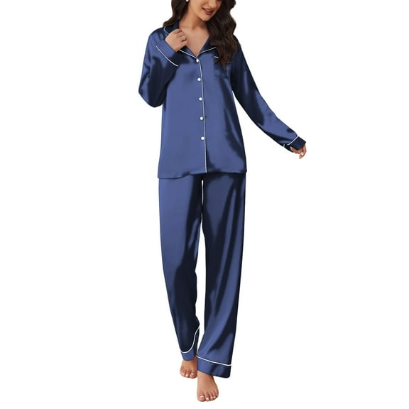 Avidlove Women Satin Pajama Set Silky Long Sleeve Sleepwear Soft Pj Set Button Down Nightwear S-XXL